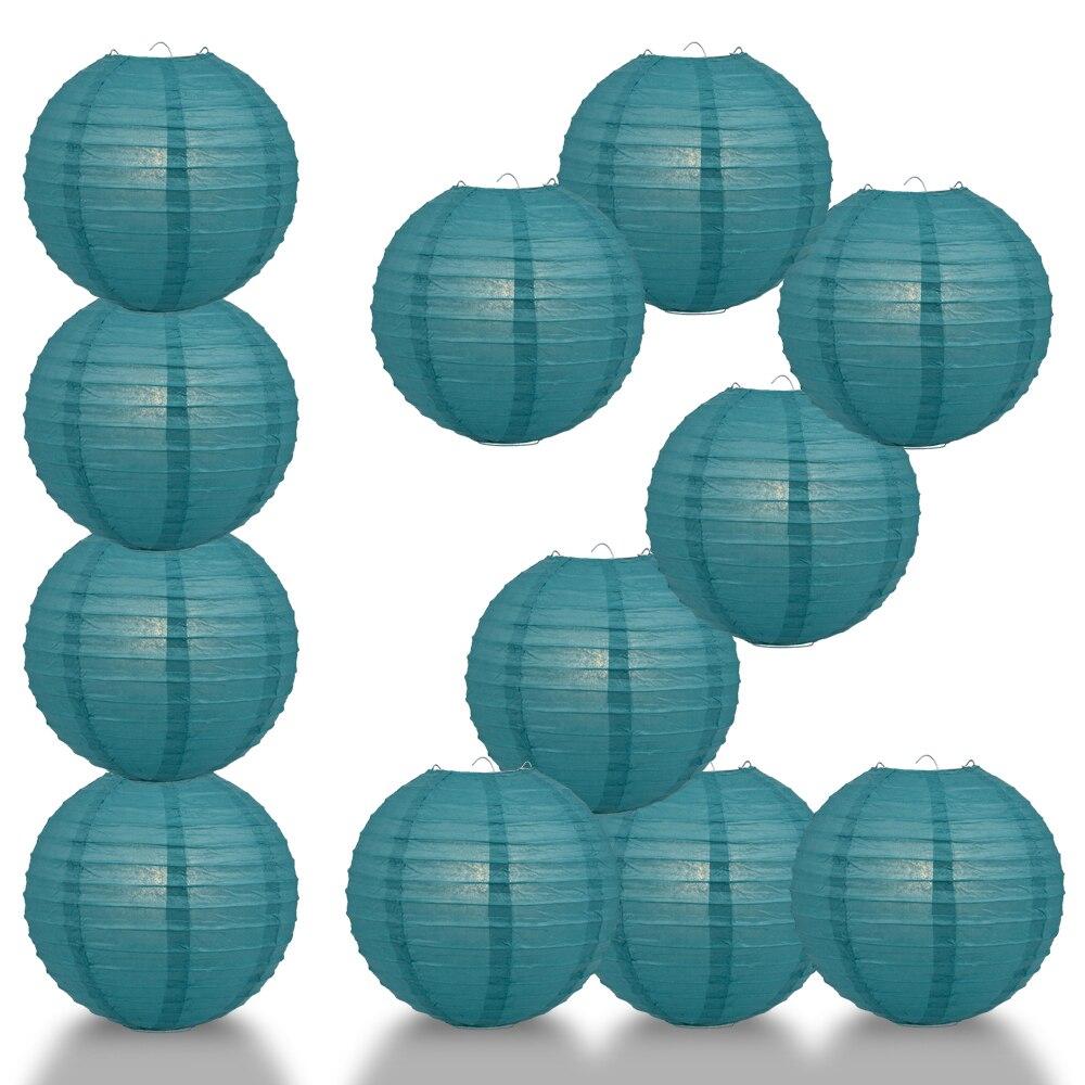 BULK PACK (12) 18" Tahiti Teal Round Paper Lantern, Even Ribbing, Chinese Hanging Wedding & Party Decoration - PaperLanternStore.com - Paper Lanterns, Decor, Party Lights & More