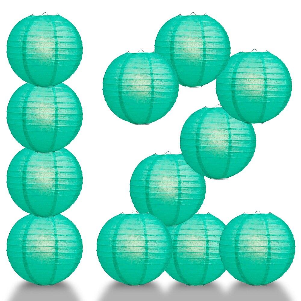 BULK PACK (12) 18" Teal Green Round Paper Lantern, Even Ribbing, Chinese Hanging Wedding & Party Decoration - PaperLanternStore.com - Paper Lanterns, Decor, Party Lights & More