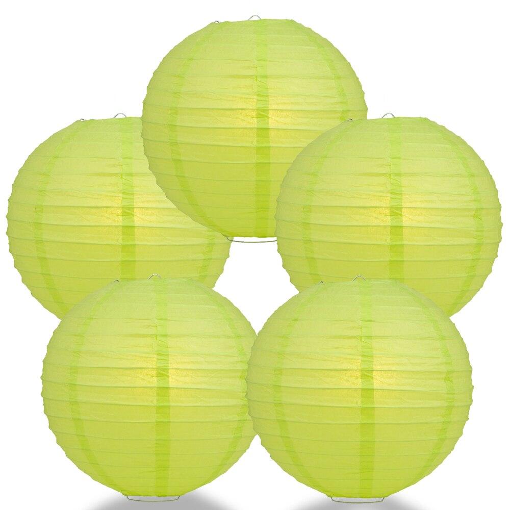 BULK PACK (5) 18" Light Lime Green Round Paper Lantern, Even Ribbing, Chinese Hanging Wedding & Party Decoration - PaperLanternStore.com - Paper Lanterns, Decor, Party Lights & More