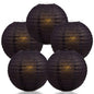 BULK PACK (5) 20" Black Round Paper Lantern, Even Ribbing, Chinese Hanging Wedding & Party Decoration - PaperLanternStore.com - Paper Lanterns, Decor, Party Lights & More