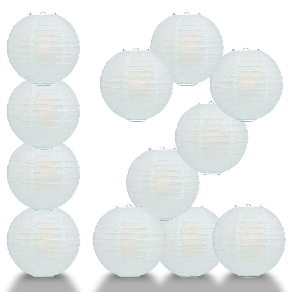 BULK PACK (12) 16" Arctic Spa Blue Round Paper Lantern, Even Ribbing, Chinese Hanging Wedding & Party Decoration - PaperLanternStore.com - Paper Lanterns, Decor, Party Lights & More