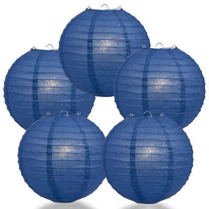 BULK PACK (5) 6" Navy Blue Round Paper Lantern, Even Ribbing, Chinese Hanging Wedding & Party Decoration - PaperLanternStore.com - Paper Lanterns, Decor, Party Lights & More