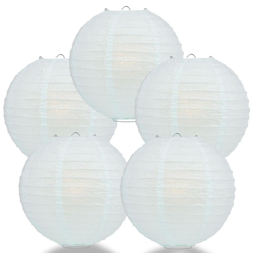 BULK PACK (5) 18" Arctic Spa Blue Round Paper Lantern, Even Ribbing, Chinese Hanging Wedding & Party Decoration - PaperLanternStore.com - Paper Lanterns, Decor, Party Lights & More