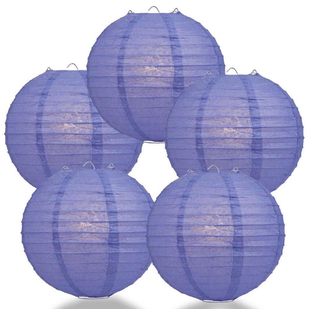 BULK PACK (5) 16" Astra Blue / Very Periwinkle Round Paper Lantern, Even Ribbing, Chinese Hanging Wedding & Party Decoration - PaperLanternStore.com - Paper Lanterns, Decor, Party Lights & More
