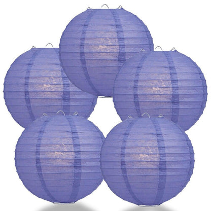 BULK PACK (5) 16" Astra Blue / Very Periwinkle Round Paper Lantern, Even Ribbing, Chinese Hanging Wedding & Party Decoration - PaperLanternStore.com - Paper Lanterns, Decor, Party Lights & More