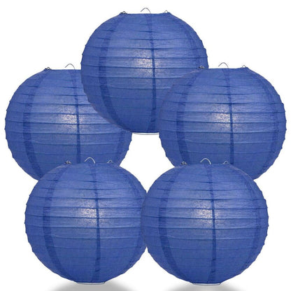 BULK PACK (5) 20" Dark Blue Round Paper Lantern, Even Ribbing, Chinese Hanging Wedding & Party Decoration - PaperLanternStore.com - Paper Lanterns, Decor, Party Lights & More