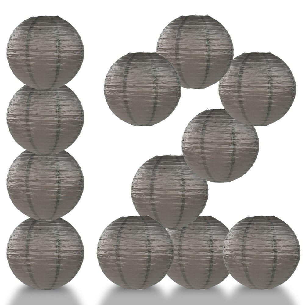 BULK PACK (12) 18" Driftwood Grey Round Paper Lantern, Even Ribbing, Chinese Hanging Wedding & Party Decoration - PaperLanternStore.com - Paper Lanterns, Decor, Party Lights & More