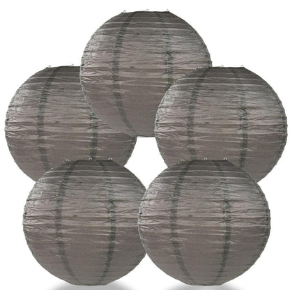 BULK PACK (5) 36" Driftwood Grey Jumbo Round Paper Lantern, Even Ribbing, Chinese Hanging Wedding & Party Decoration - PaperLanternStore.com - Paper Lanterns, Decor, Party Lights & More
