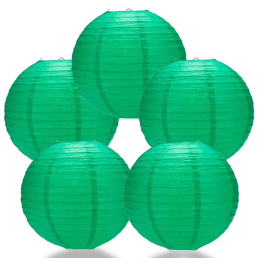 BULK PACK (5) 28" Arcadia Teal Jumbo Round Paper Lantern, Even Ribbing, Chinese Hanging Wedding & Party Decoration - PaperLanternStore.com - Paper Lanterns, Decor, Party Lights & More