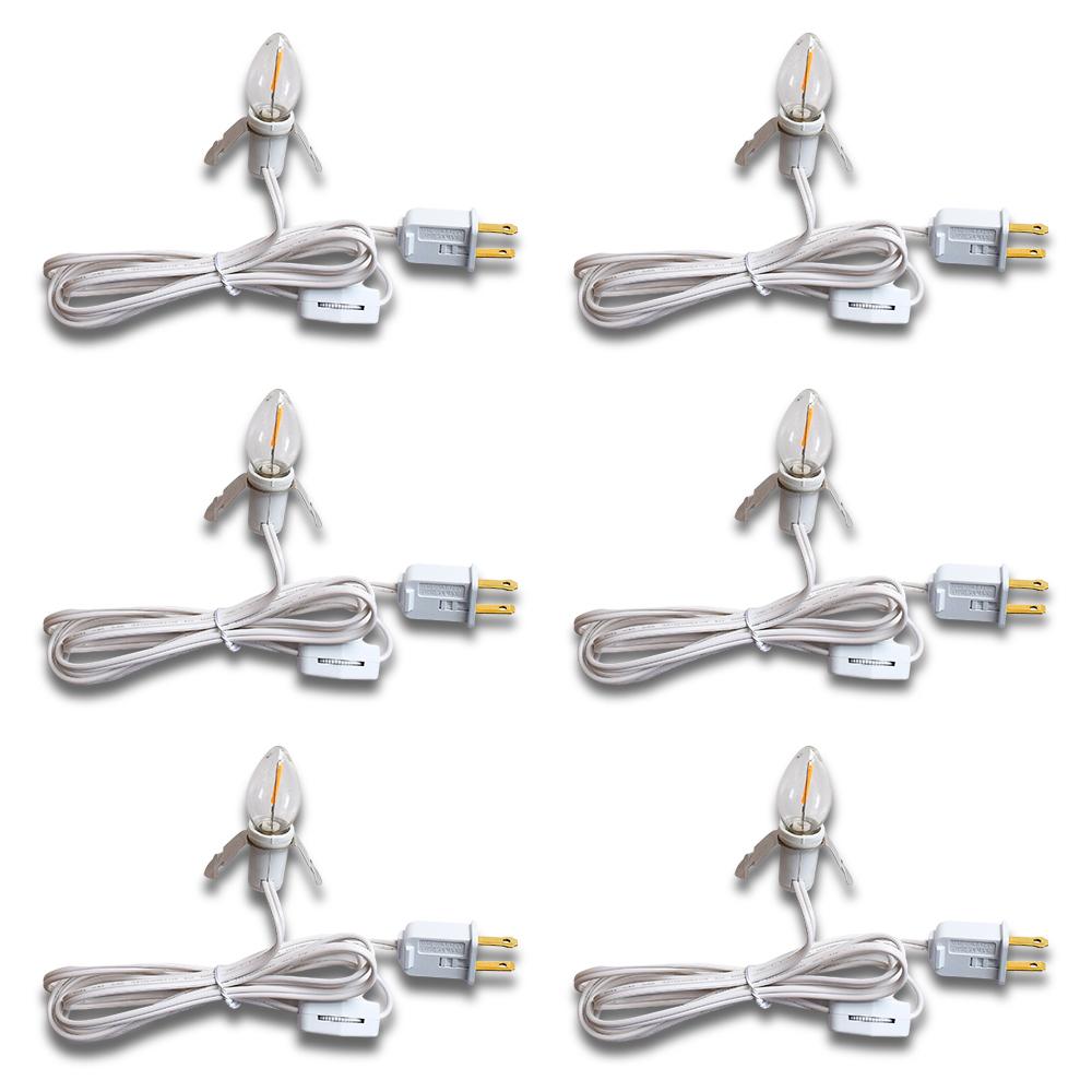 Accessory Lamp Cord for Craft Hobby Christmas Ceramic Village Houses, Salt Lamps, Table Lanterns w/ E12 Base, Shatterproof Light Bulb, Switch, 6 Ft - PaperLanternStore.com - Paper Lanterns, Decor, Party Lights & More