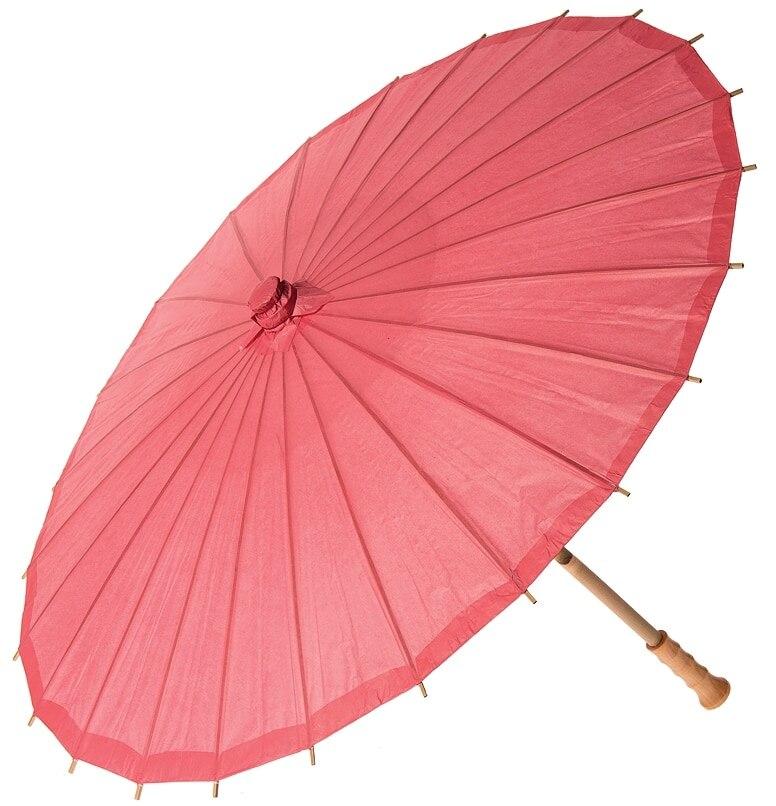 Coral Pink 32 Inch Premium Paper Parasol - PaperLanternStore.com - Paper Lanterns, Decor, Party Lights & More
