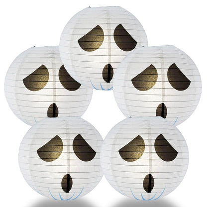 BULK PACK (5) 14" Spooky Shyguy Two-face Ghost Halloween Paper Lantern, Design by Esper - PaperLanternStore.com - Paper Lanterns, Decor, Party Lights & More
