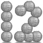 BULK PACK (12) 32" Silver Round Paper Lantern, Crisscross Ribbing, Hanging - PaperLanternStore.com - Paper Lanterns, Decor, Party Lights & More