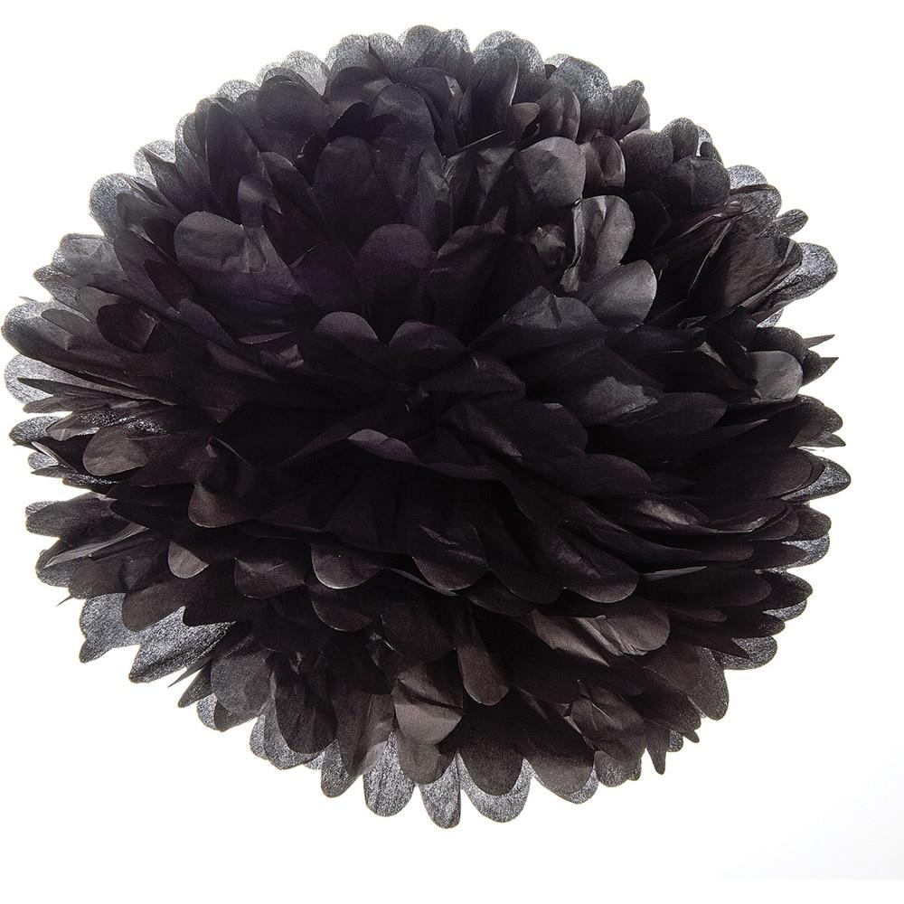 Black 10 Inch Tissue Paper Flower Pom Pom - PaperLanternStore.com - Paper Lanterns, Decor, Party Lights & More