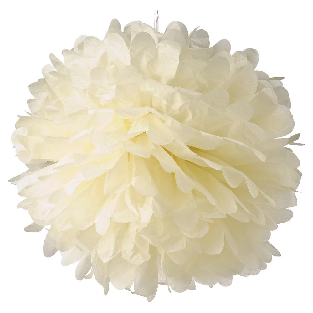 Ivory 10 Inch Tissue Paper Flower Pom Pom - PaperLanternStore.com - Paper Lanterns, Decor, Party Lights & More