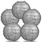 BULK PACK (5) 8" Silver Round Paper Lantern, Crisscross Ribbing, Chinese Hanging Wedding & Party Decoration - PaperLanternStore.com - Paper Lanterns, Decor, Party Lights & More