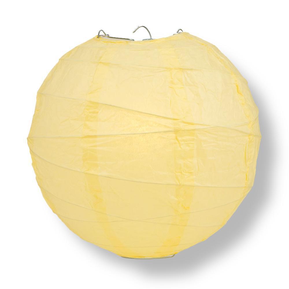32" Lemon Yellow Chiffon Round Paper Lantern, Crisscross Ribbing, Chinese Hanging Wedding & Party Decoration - PaperLanternStore.com - Paper Lanterns, Decor, Party Lights & More