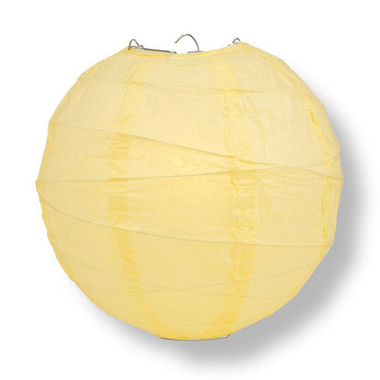 32" Lemon Yellow Chiffon Round Paper Lantern, Crisscross Ribbing, Chinese Hanging Wedding & Party Decoration - PaperLanternStore.com - Paper Lanterns, Decor, Party Lights & More