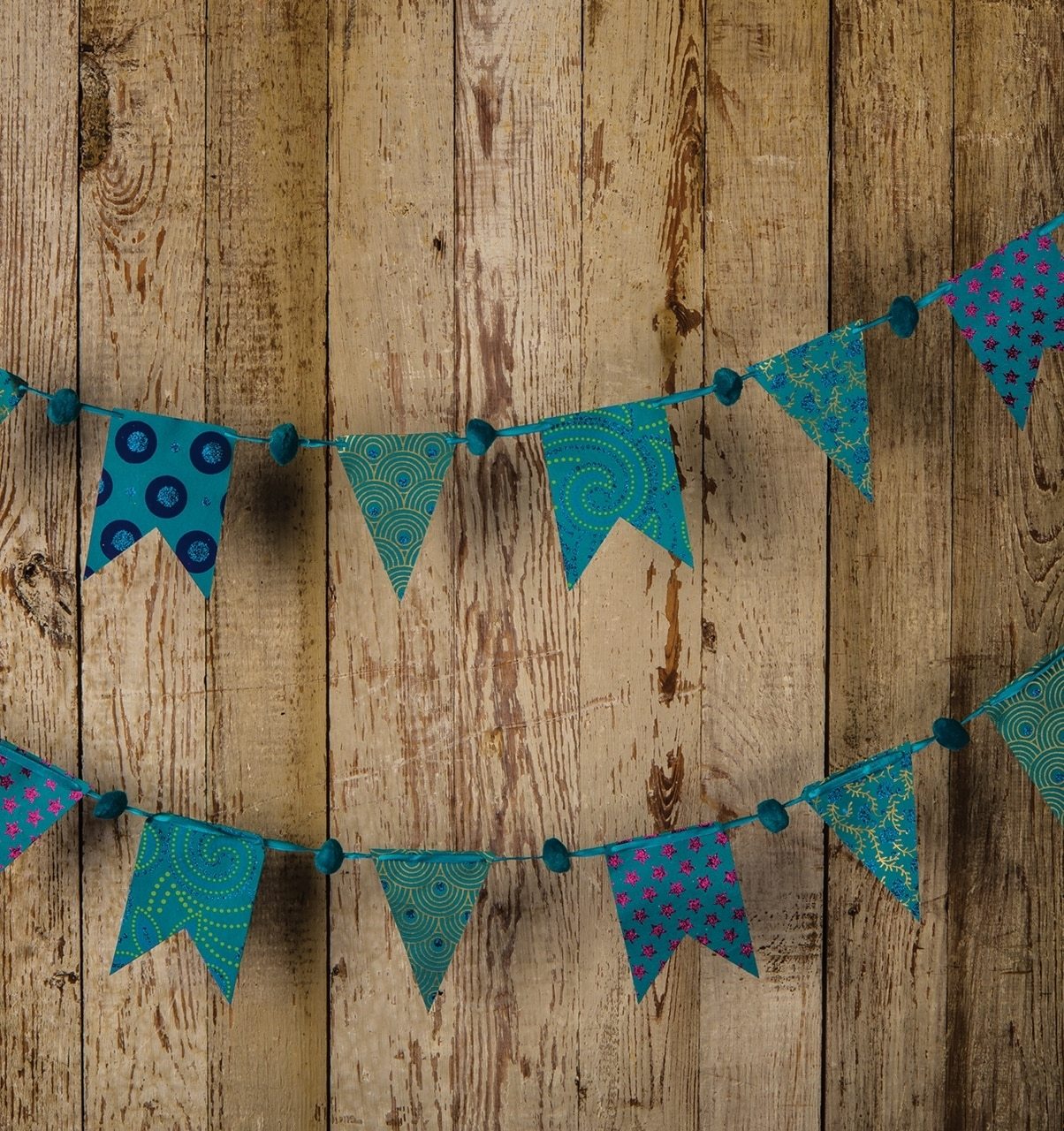 BLOWOUT Blue Paper Small Pennant and Flag Banner - PaperLanternStore.com - Paper Lanterns, Decor, Party Lights & More