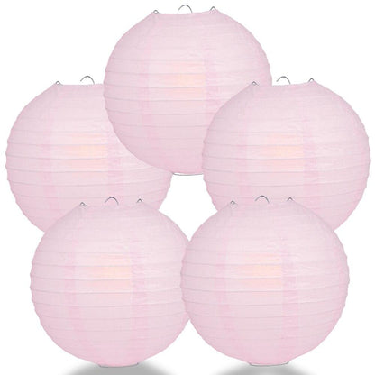 BULK PACK (5) 20" Pink Round Paper Lantern, Even Ribbing, Chinese Hanging Wedding & Party Decoration - PaperLanternStore.com - Paper Lanterns, Decor, Party Lights & More