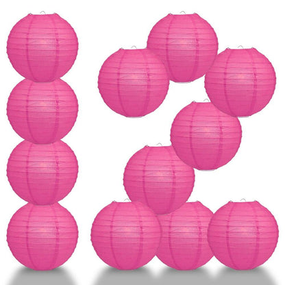 BULK PACK (12) 24" Fuchsia / Hot Pink Round Paper Lantern, Even Ribbing, Chinese Hanging Wedding & Party Decoration - PaperLanternStore.com - Paper Lanterns, Decor, Party Lights & More
