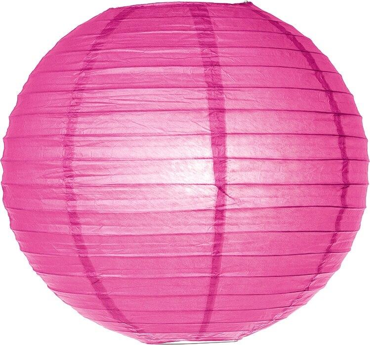 Bambina Pink 24 Inch Round Parallel Ribbed Premium Paper Lantern - PaperLanternStore.com - Paper Lanterns, Decor, Party Lights & More