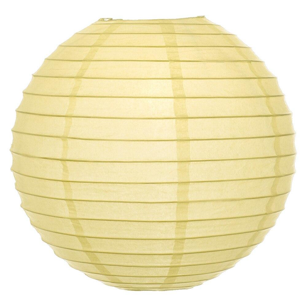 Lemonade Yellow 8 Inch Round Parallel Ribbed Premium Paper Lantern - PaperLanternStore.com - Paper Lanterns, Decor, Party Lights & More