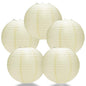 BULK PACK (5) 16" Ivory Round Paper Lantern, Even Ribbing, Hanging Decoration - PaperLanternStore.com - Paper Lanterns, Decor, Party Lights & More