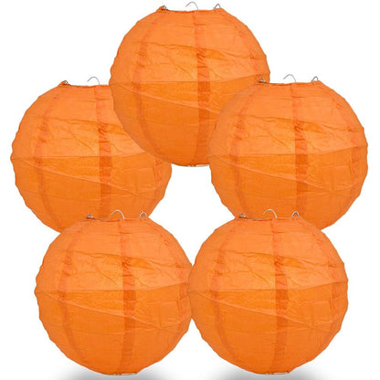 BULK PACK (5) 16" Persimmon Orange Round Paper Lantern, Crisscross Ribbing, Chinese Hanging Wedding & Party Decoration - PaperLanternStore.com - Paper Lanterns, Decor, Party Lights & More