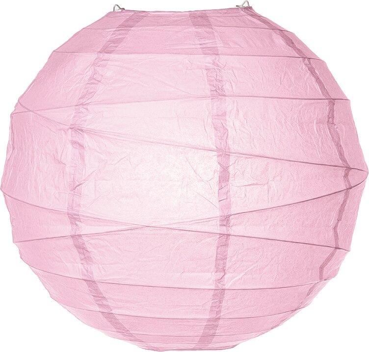 Light Pink 24 Inch Round No Frills Free-Styled Ribbed Paper Lantern - PaperLanternStore.com - Paper Lanterns, Decor, Party Lights & More