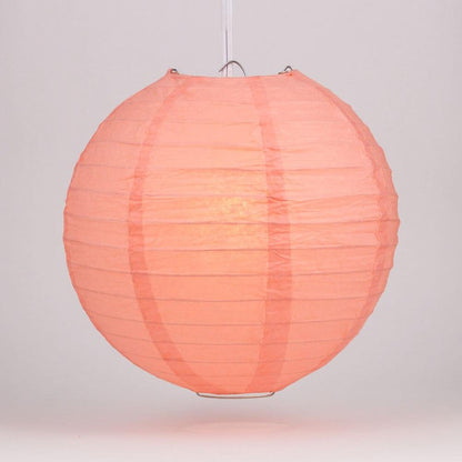BULK PACK (5) 16" Roseate / Pink Coral Round Paper Lantern, Even Ribbing, Chinese Hanging Wedding & Party Decoration - PaperLanternStore.com - Paper Lanterns, Decor, Party Lights & More