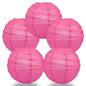 BULK PACK (5) 8" Fuchsia / Hot Pink Round Paper Lantern, Crisscross Ribbing, Chinese Hanging Wedding & Party Decoration - PaperLanternStore.com - Paper Lanterns, Decor, Party Lights & More