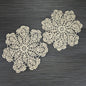 7" Bloom Shaped Crochet Lace Doilies Placemats, Handmade Cotton - Beige (2 PACK) - PaperLanternStore.com - Paper Lanterns, Decor, Party Lights & More
