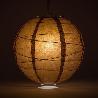 BLOWOUT 5-PACK 24" Brown Round Paper Lantern, Crisscross Ribbing, Chinese Hanging Wedding & Party Decoration