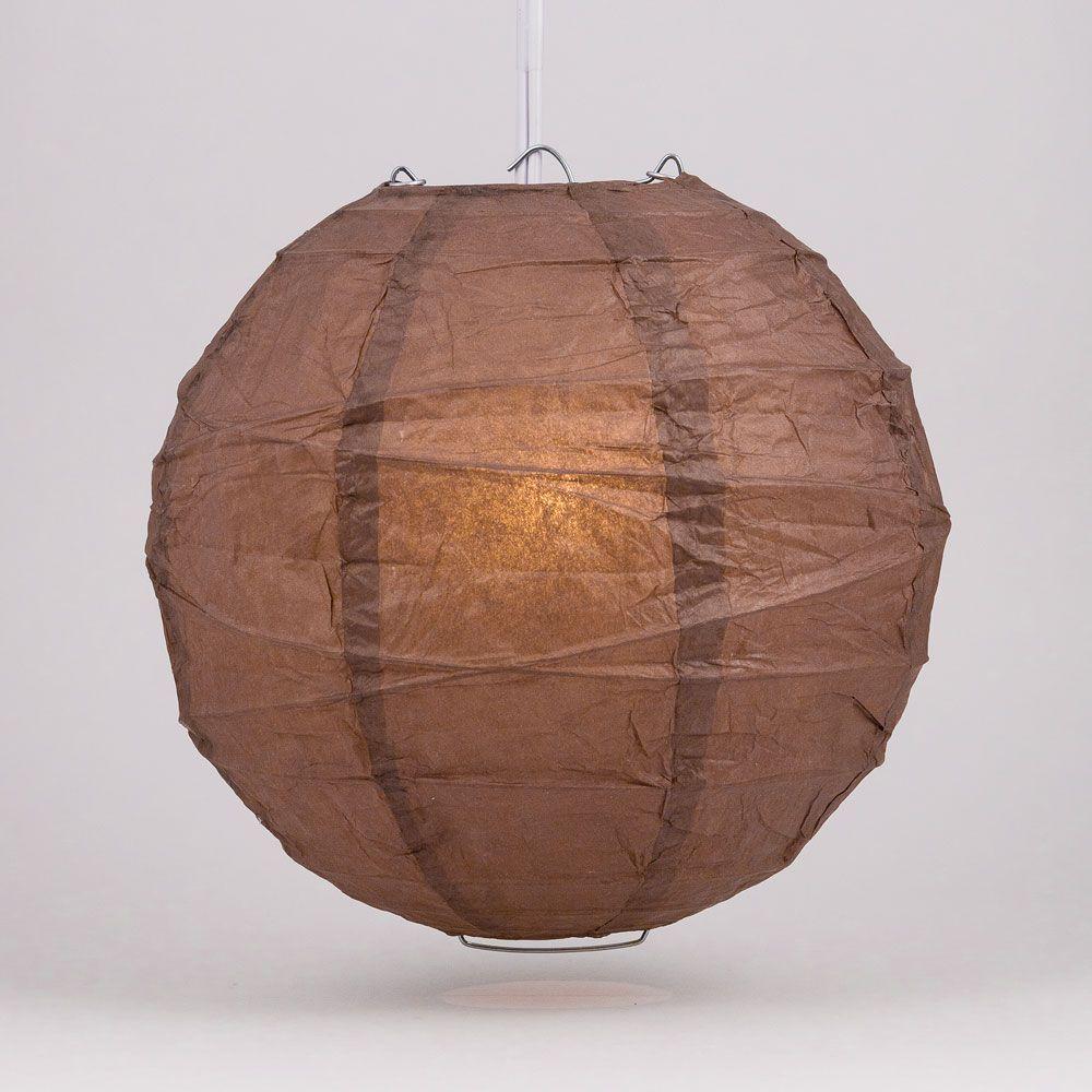 BLOWOUT 5-PACK 24" Brown Round Paper Lantern, Crisscross Ribbing, Chinese Hanging Wedding & Party Decoration