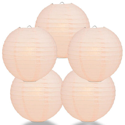 BULK PACK (5) 10" Rose Quartz Pink Round Paper Lantern, Even Ribbing, Chinese Hanging Decoration for Weddings and Parties - PaperLanternStore.com - Paper Lanterns, Decor, Party Lights & More