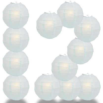 BULK PACK (12) 20" Arctic Spa Blue Round Paper Lantern, Irregular Ribbed, Chinese Hanging Wedding & Party Decoration - PaperLanternStore.com - Paper Lanterns, Decor, Party Lights & More