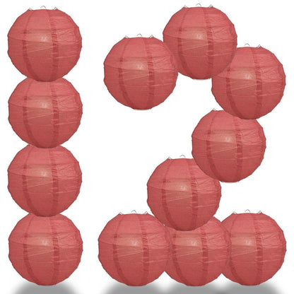 BULK PACK (12) 16" Marsala / Burgundy Wine Round Paper Lantern, Crisscross Ribbing, Chinese Hanging Wedding & Party Decoration - PaperLanternStore.com - Paper Lanterns, Decor, Party Lights & More