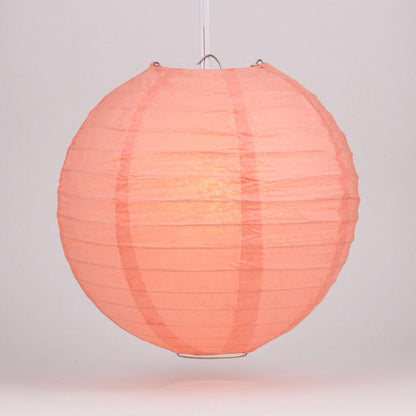 BULK PACK (5) 20" Roseate / Pink Coral Round Paper Lantern, Even Ribbing, Chinese Hanging Wedding & Party Decoration - PaperLanternStore.com - Paper Lanterns, Decor, Party Lights & More