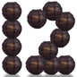 BULK PACK (12) 16" Black Round Paper Lantern, Crisscross Ribbing, Chinese Hanging Wedding & Party Decoration - PaperLanternStore.com - Paper Lanterns, Decor, Party Lights & More