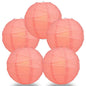BULK PACK (5) 20" Roseate / Pink Coral Round Paper Lantern, Crisscross Ribbing, Chinese Hanging Wedding & Party Decoration - PaperLanternStore.com - Paper Lanterns, Decor, Party Lights & More