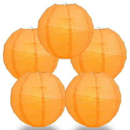 BULK PACK (5) 24" Orange Round Paper Lantern, Crisscross Ribbing, Chinese Hanging Wedding & Party Decoration - PaperLanternStore.com - Paper Lanterns, Decor, Party Lights & More