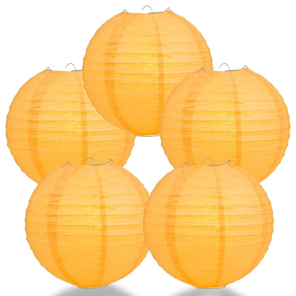BULK PACK (12) 16" Papaya Round Paper Lantern, Even Ribbing, Chinese Hanging Wedding & Party Decoration - PaperLanternStore.com - Paper Lanterns, Decor, Party Lights & More