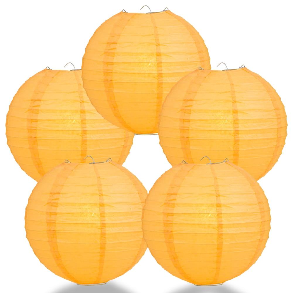 BULK PACK (12) 20" Papaya Round Paper Lantern, Even Ribbing, Chinese Hanging Wedding & Party Decoration - PaperLanternStore.com - Paper Lanterns, Decor, Party Lights & More