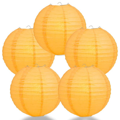 BULK PACK (12) 20" Papaya Round Paper Lantern, Even Ribbing, Chinese Hanging Wedding & Party Decoration - PaperLanternStore.com - Paper Lanterns, Decor, Party Lights & More