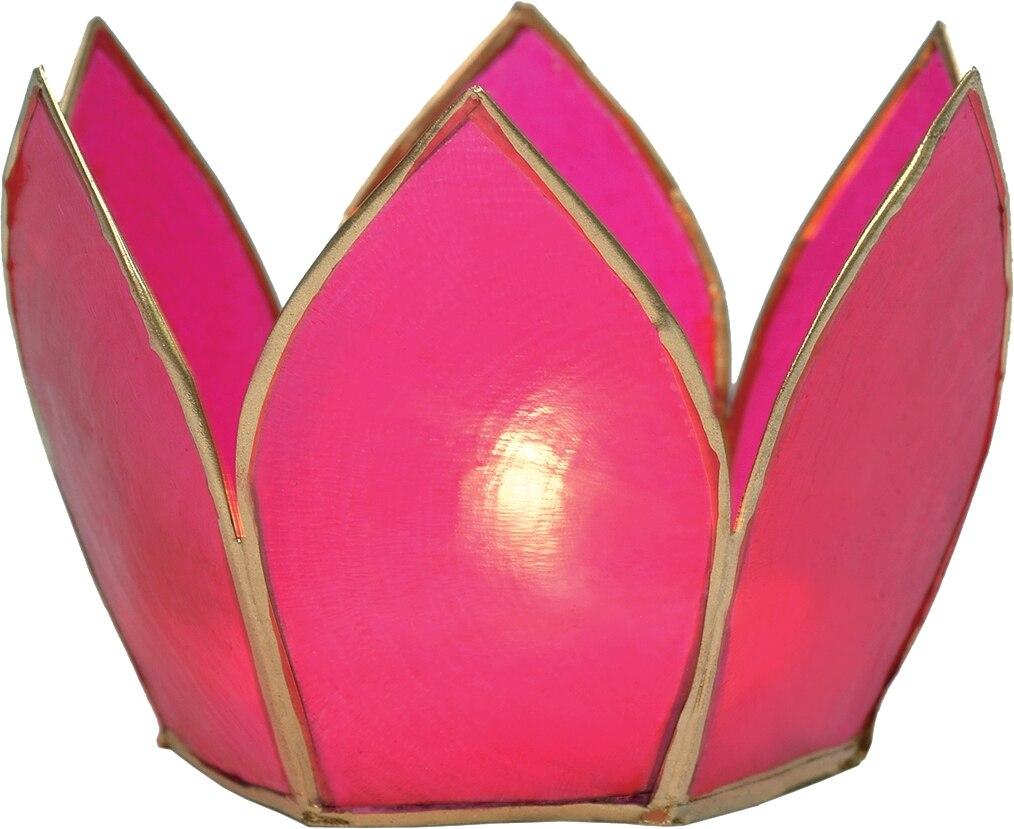 Fuchsia Pink & Gold Hani Small Capiz Lotus Candle Holder - PaperLanternStore.com - Paper Lanterns, Decor, Party Lights & More