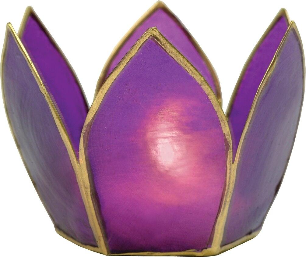 Plum Purple & Gold Hani Small Capiz Lotus Candle Holder - PaperLanternStore.com - Paper Lanterns, Decor, Party Lights & More