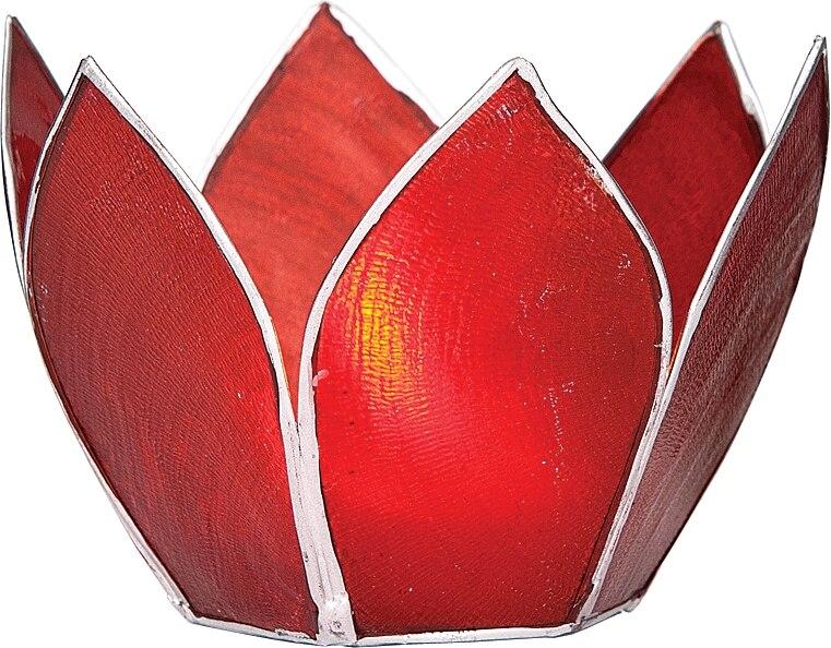 Red & Silver Hani Small Capiz Lotus Candle Holder - PaperLanternStore.com - Paper Lanterns, Decor, Party Lights & More