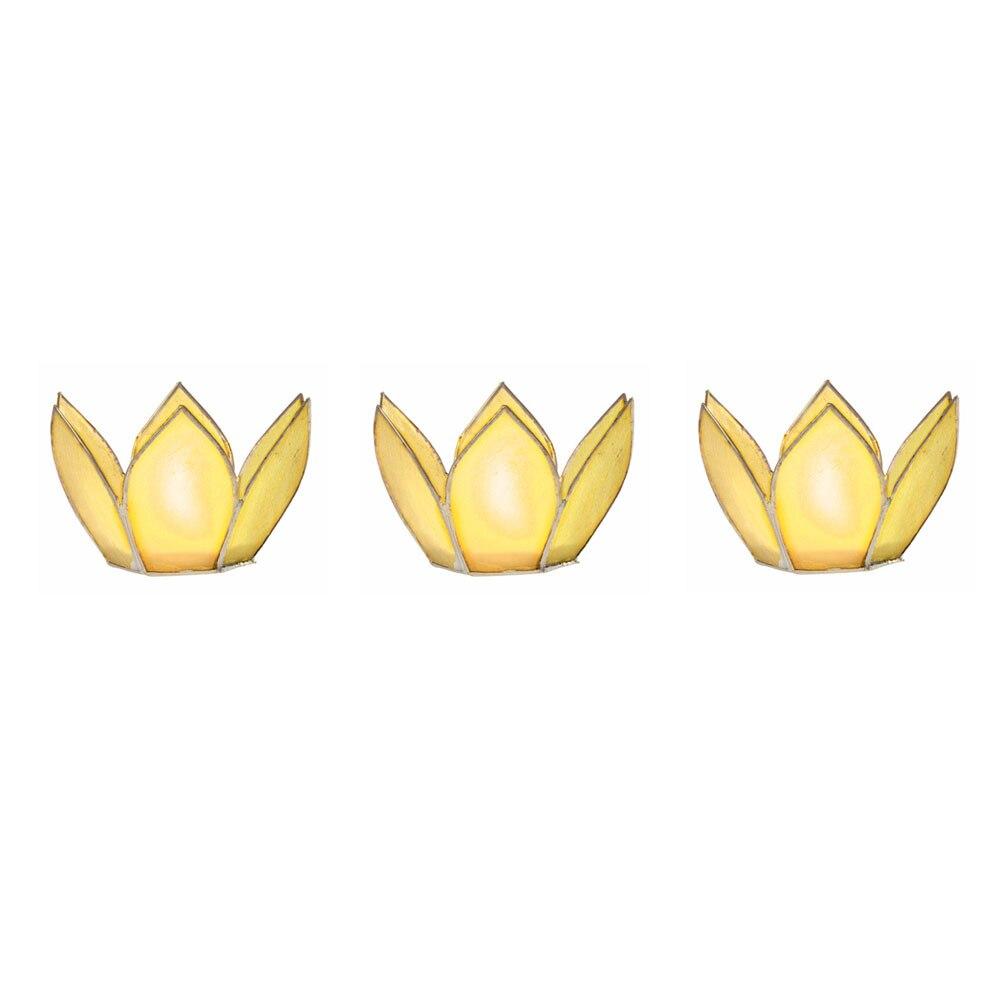 Gold Hani Small Capiz Lotus Candle Holder, Set of 3 - PaperLanternStore.com - Paper Lanterns, Decor, Party Lights & More