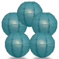 BULK PACK (5) 24" Tahiti Teal Round Paper Lantern, Crisscross Ribbing, Chinese Hanging Wedding & Party Decoration - PaperLanternStore.com - Paper Lanterns, Decor, Party Lights & More